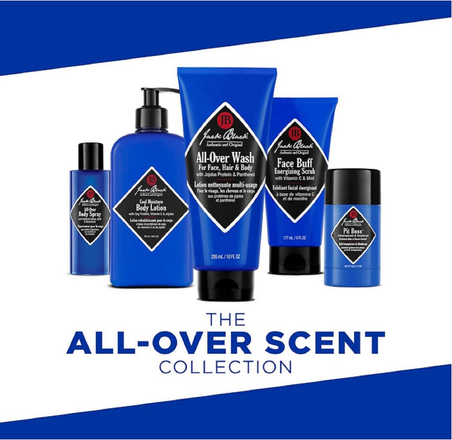 Jack Black All Over Wash Face, Body & Hair Cleanser, 33 Fl Oz – Citrus, Mint & Oakmoss – Mens Face Wash, Body Wash, Shampoo, Skin Care, Hair Care, Multi-Purpose Body Wash Men, Sulfate–Free