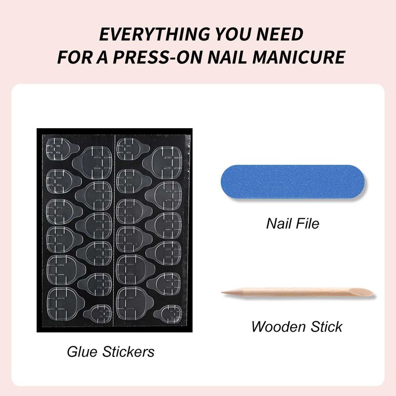 Red Press on Nails Short Almond Nails Press ons with Design Full Cover Stick on Nail for Women Manicure
