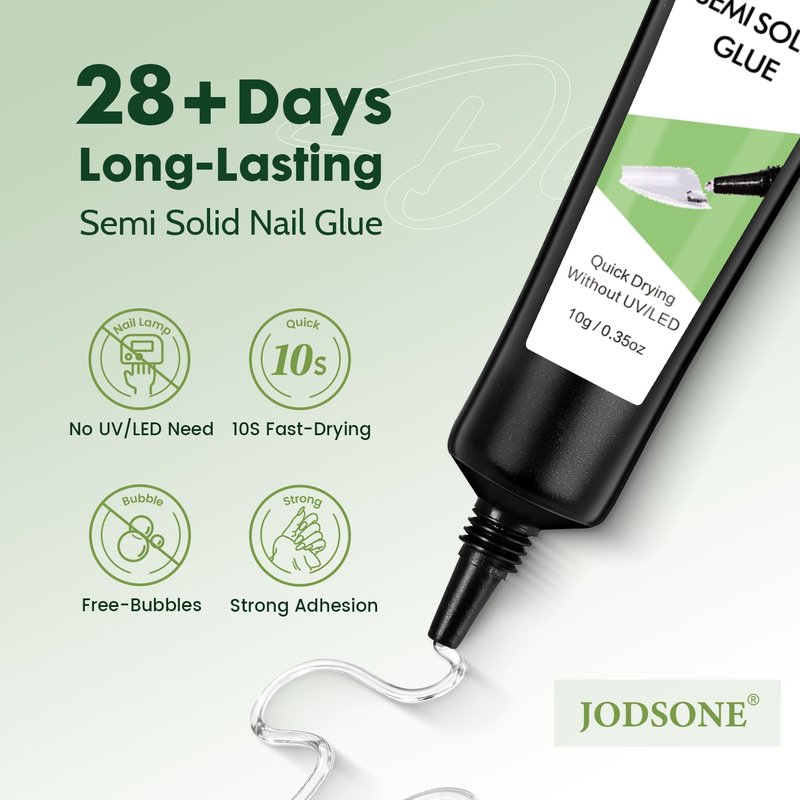 JODSONE Semi-Solid Nail Glue - Quick-Drying Formula for Press-On & Acrylic Nails | 10g Size