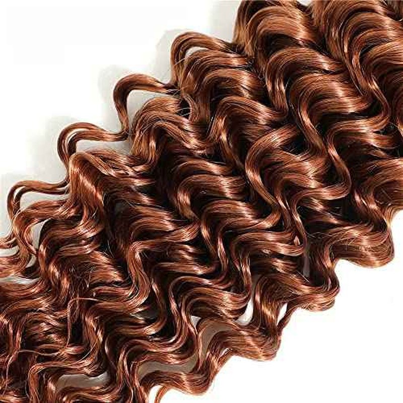 #30 Brown Bundles Deep Wave Bundles Human Hair 14 14 14 Inch Light Brown Deep Wave Bundle Unprocessed Brazilian Virgin Weave Hair 3 Bundle 50 Gram Per Bundle