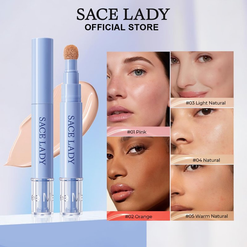 SACE LADY Full Coverage Concealer - Brightening Serum for Blemishes & Dark Circles | 24 Hr Hydration (03 Light Natural)