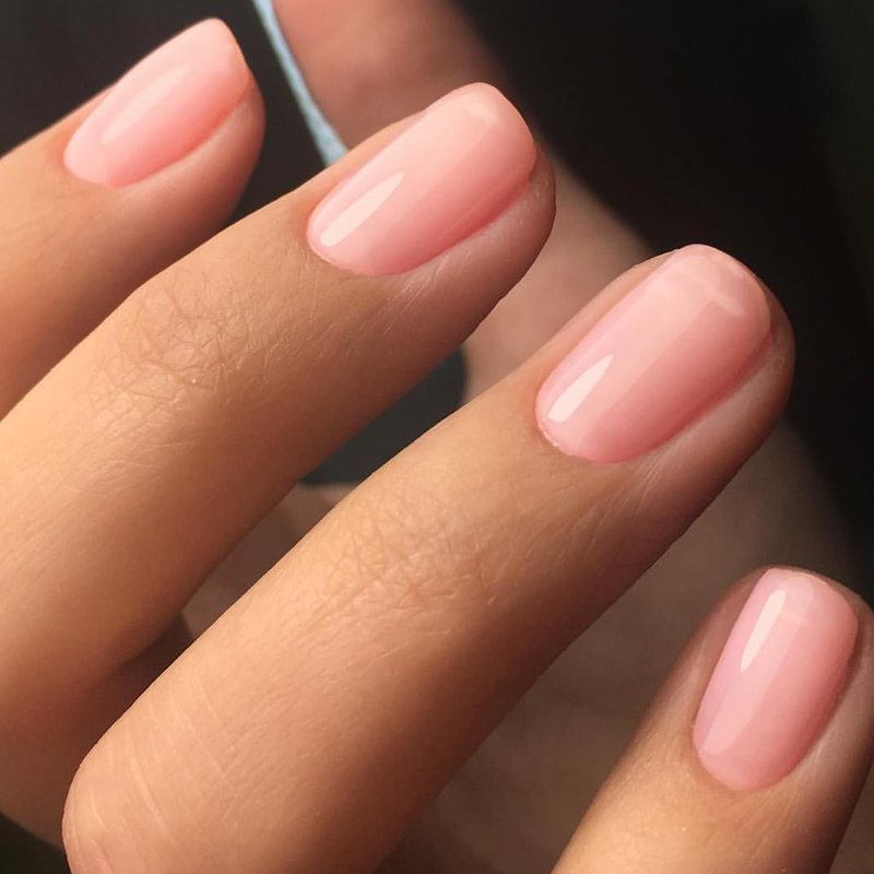 GLAMERMAID Press-On Nails - Light Nude Pink Short Squoval | Reusable Glossy Acrylic False Nails for Women