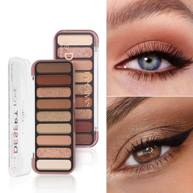 gcdat 9 Colors Eyeshadow Palette Natural Nude Matte Shimmer Glitter Eye Shadow Pallete, High Pigment, Blendable, Long-Lasting Natural to Glam Smokey Eye Looks