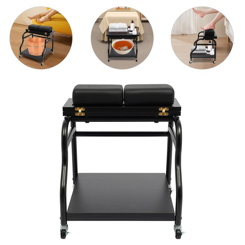 Ginelm Pedicure Foot Bath Trolley with Wheels, Manicure Foot Rest Stand, Portable Esthetician Trolley Cart for Beauty Salon or Nail Tech Foot Bath Spa, Foot Massage Station