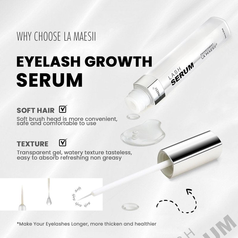 LA MAESII Lash Serum, Eyelash Growth Serum with Advanced Formula, Eyelash Enhancing for Longer Thicker and Fuller Looking Lashes, Vegan & Cruelty-Free for Sensitive Eyes (5mL)