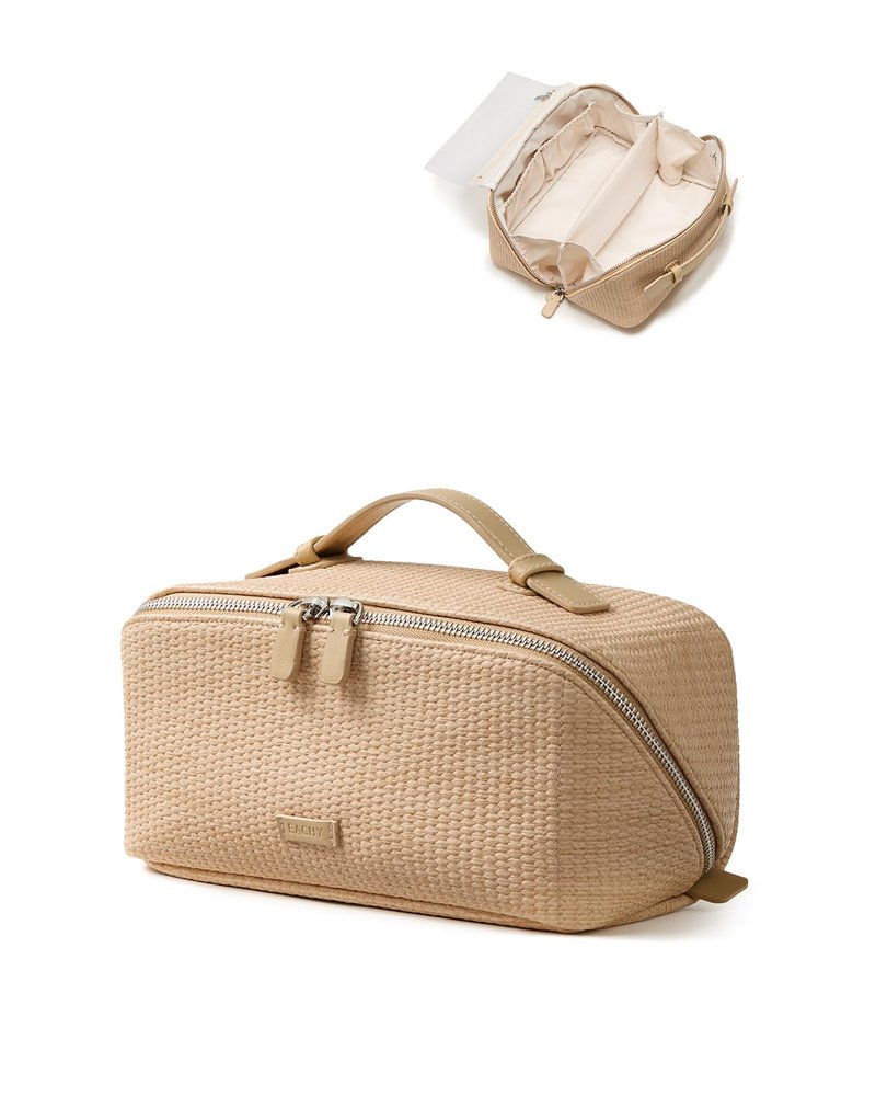 EACHY Makeup Bag, Large Capacity Provence Travel Toiletry Bag, Waterproof Cosmetic Bags for Women Large Capacity Makeup Pouch with Divider and Handle