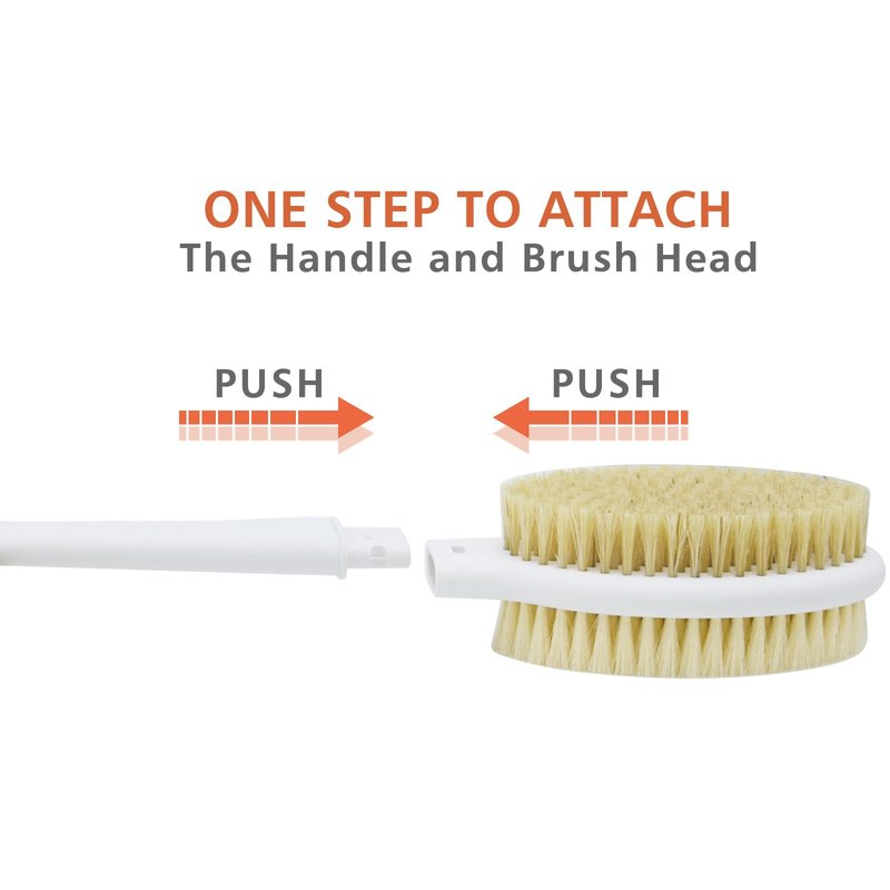 Shower Brush with Soft and Stiff Bristles,18.5" Long Handle Dual-Sided Back Scrubber Bath Brush Body Exfoliator for Wet or Dry Brushing (Long Handle)
