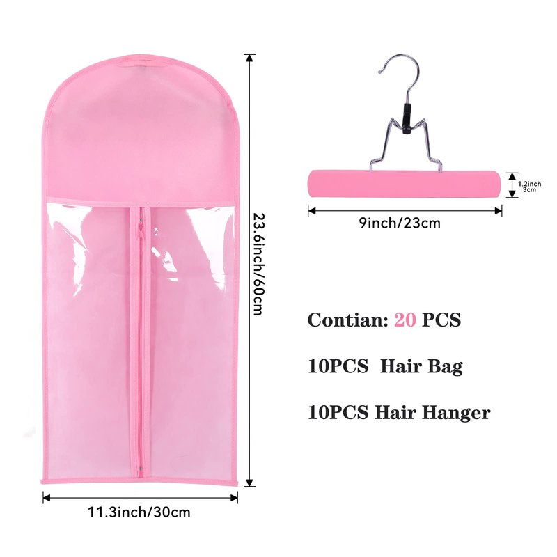 10 PCS Hair Extension Storage Holder - Wig Organizer for Multiple Wigs - Waterproof and Portable (PINK)