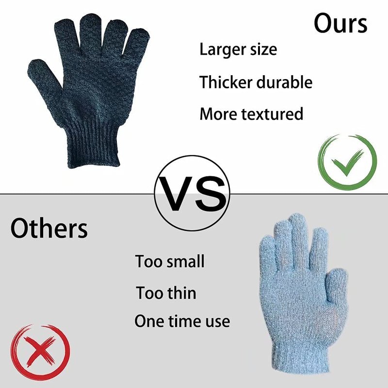 CLEEDY Bath Exfoliating Gloves Scrub - 4 pcs Lengthened and Large Exfoliating Scrubbing Gloves for Shower,