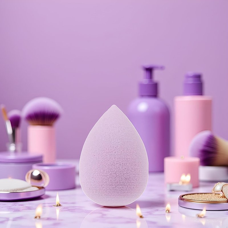6PCS Mini Makeup Sponge, Black Small Beauty Sponge Blender Set for Foundation, Powder, Concealer Highlight,and Eye Shadow (Purple)