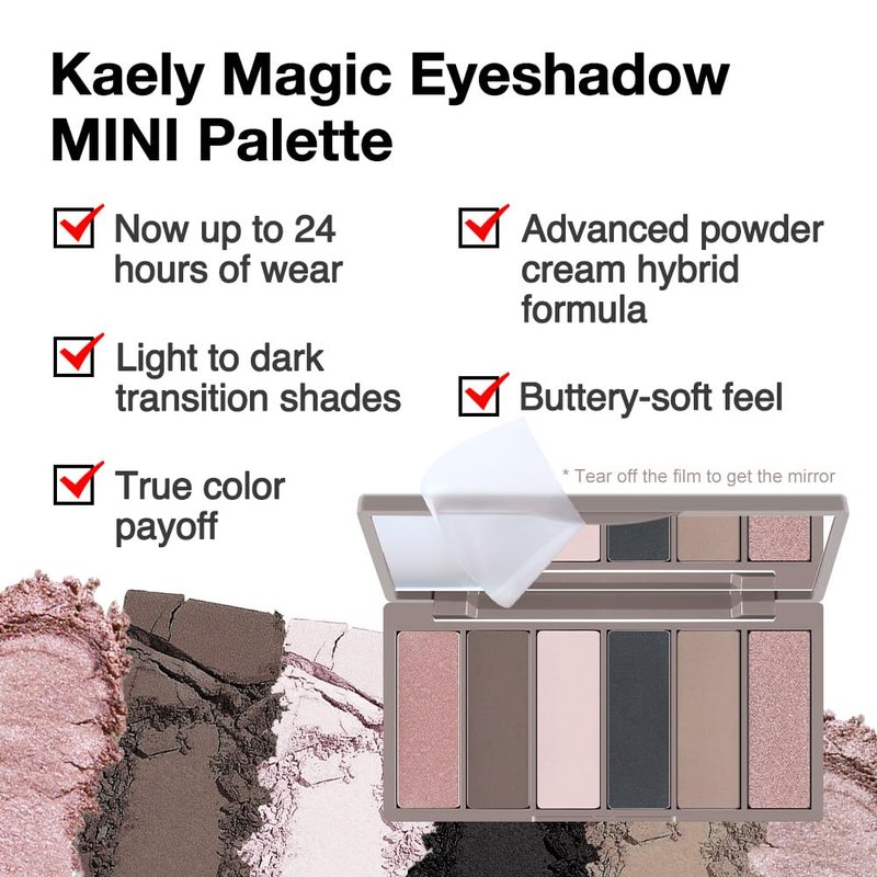 HHLTOH 6 Colors Neutral Rose Brown Eyeshadow Palette, Mini Travel Eye Shadow Palette for Women with Mirror, Nude Pink Coffee Brown Black White, Matte & Shimmer Glitter Highly Pigmented Blendable Vegan