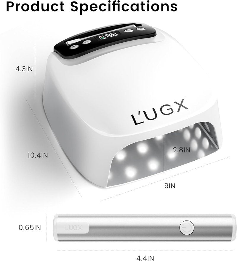 L'UGX 2 in 1 UV LED Nail Lamp, Rechargeable UV Light for Gel Nails, Cordless Nail Dryer with Handheld Gel Light for Nail Polish, Perfect for Home Salon Manicure