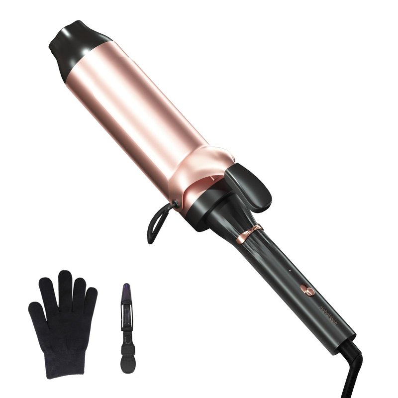 Hahahope Professional 2 Inch Curling Iron with Clamp - Large Barrel Curling Wand for Long Hair, Dual Voltage, Adjustable Heat Settings, Lightweight Design Rose Gold