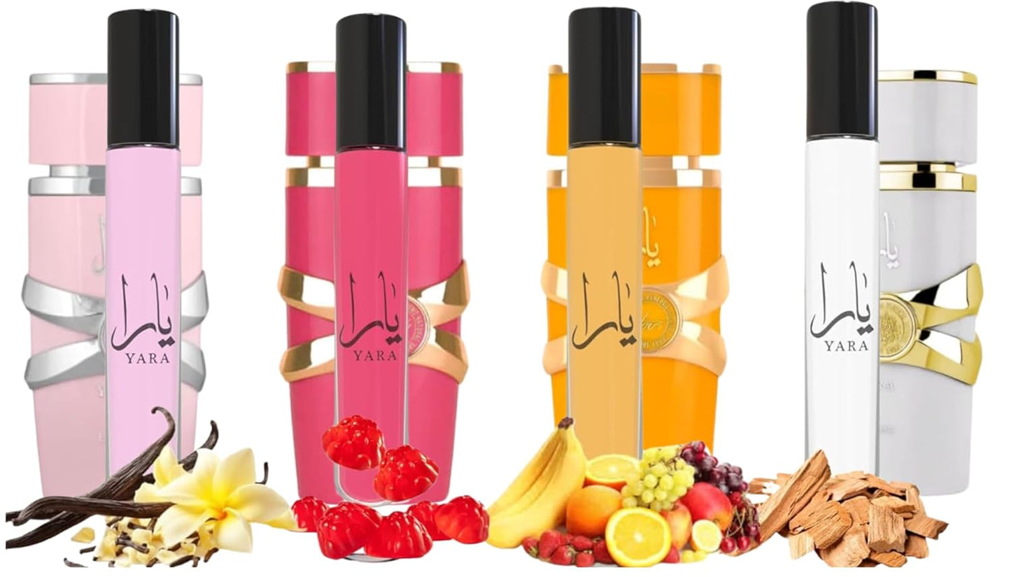 Yara Eau De Parfum Spray Set for Women - 4 Travel Size Fragrances | 0.34 Ounce Each, Floral & Sweet Scents