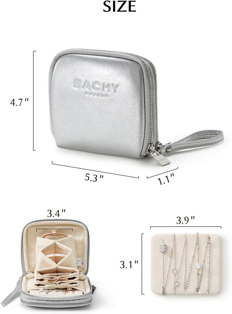 Jewelry Organizer Travel Case - Open Flat Design | No Tangle Pouch for Earrings, Necklaces, Rings & Bracelets - Silver