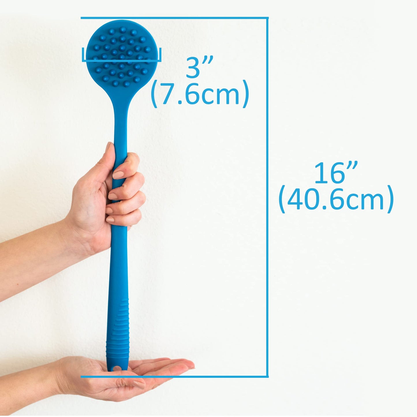 EOT Wellness Bendable Long Handled Silicone Body Brush & Hair Scrubber - Bath Shower Back Brush, Shampoo Hair & Scalp Massager, Back Scrubber for Shower (Light Gray)