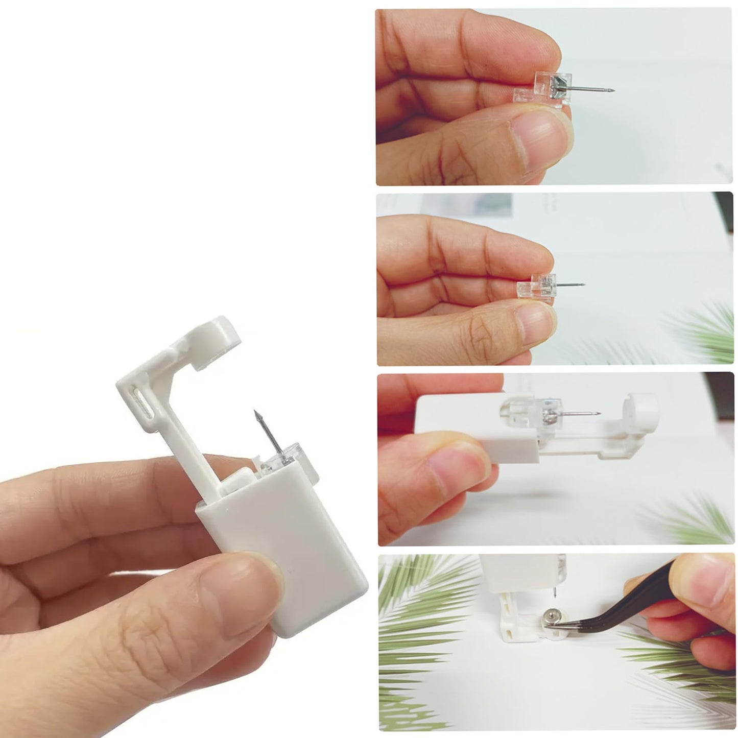 Orglace Ear Piercing Kit With Self Piercing Gun, Earrings Stud and Clear Piercing Disc - 8 Pieces (523#-5mm White)