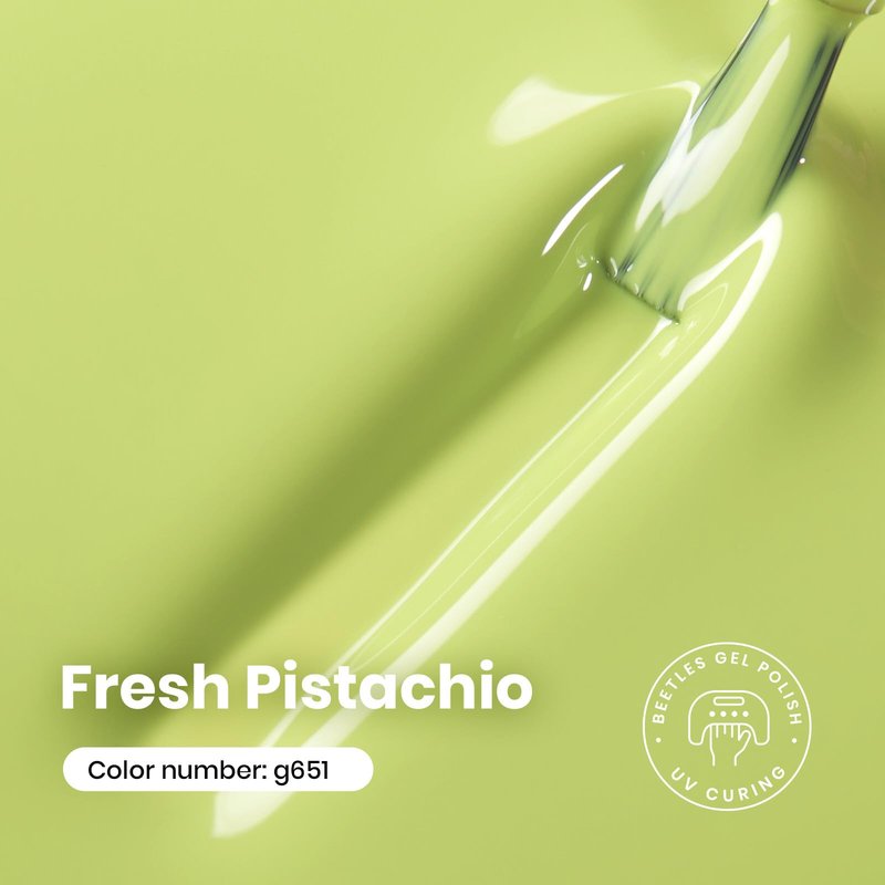 Beetles Green Gel Nail Polish - Fresh Pistachio 15ML/0.51Fl Oz, Light Green Gel Nail Polish, Neon Lime Color Soak Off UV LED Lamp Pastel Nails Art, Manicure Salon DIY Summer Day Nails