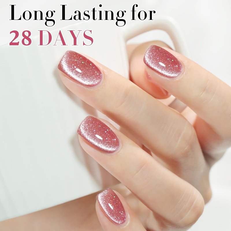 Double Rhythm 15ML Ice Glass Cat Eye Gel Polish with Magnet Holographic Glitter Shimmer Translucent Sheer Color Salon Soak Off Magnetic Nail at Home