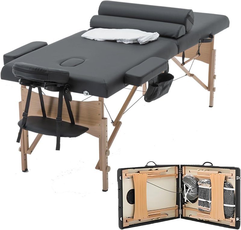 FDW Portable Massage Bed - 28-Inch Wide Folding Spa Table with Adjustable Height & Towel Hanger