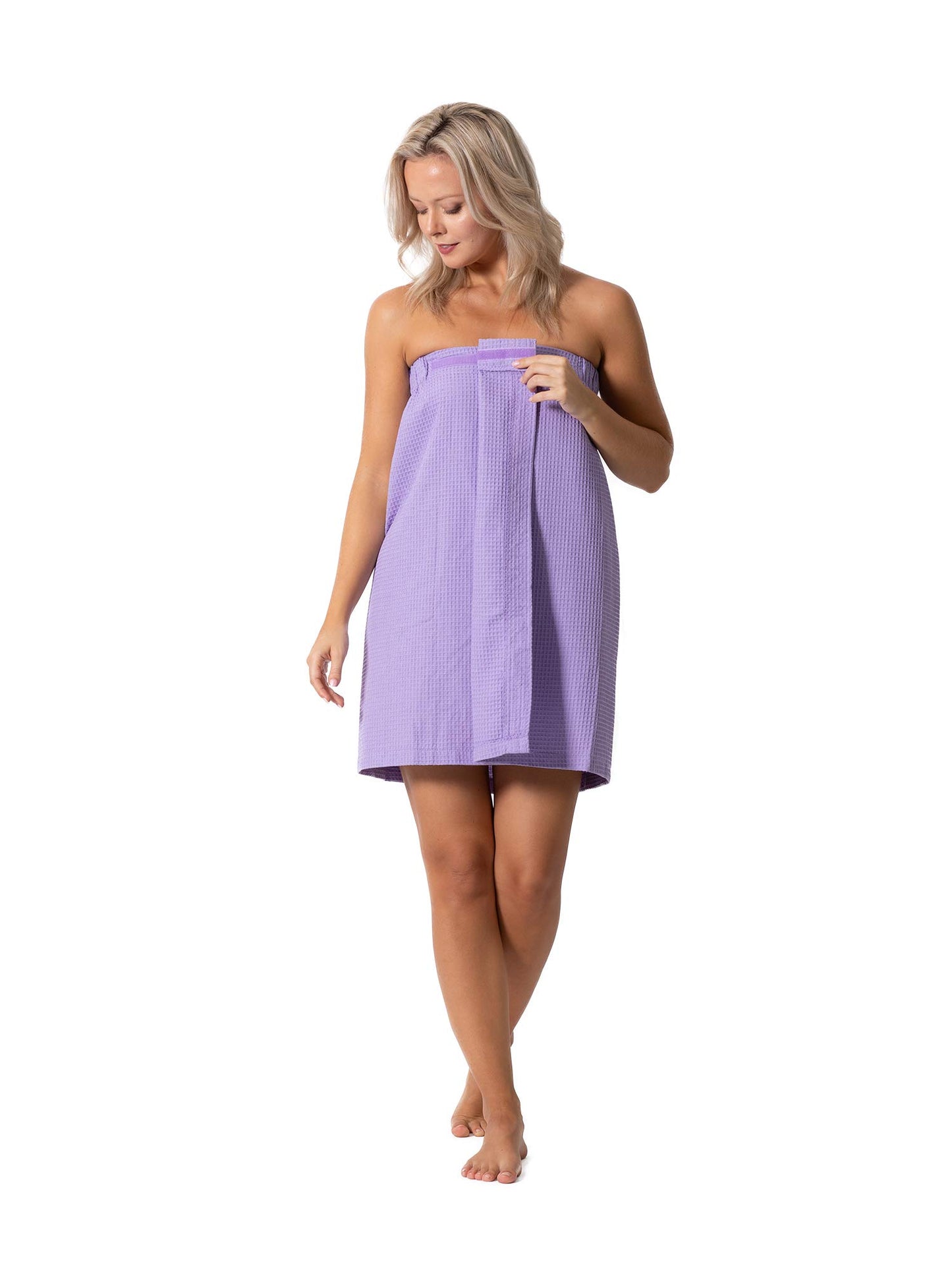 Turkish Linen Women’s Waffle Spa Body Wrap with Adjustable Closure (XX-Large, Lavender)