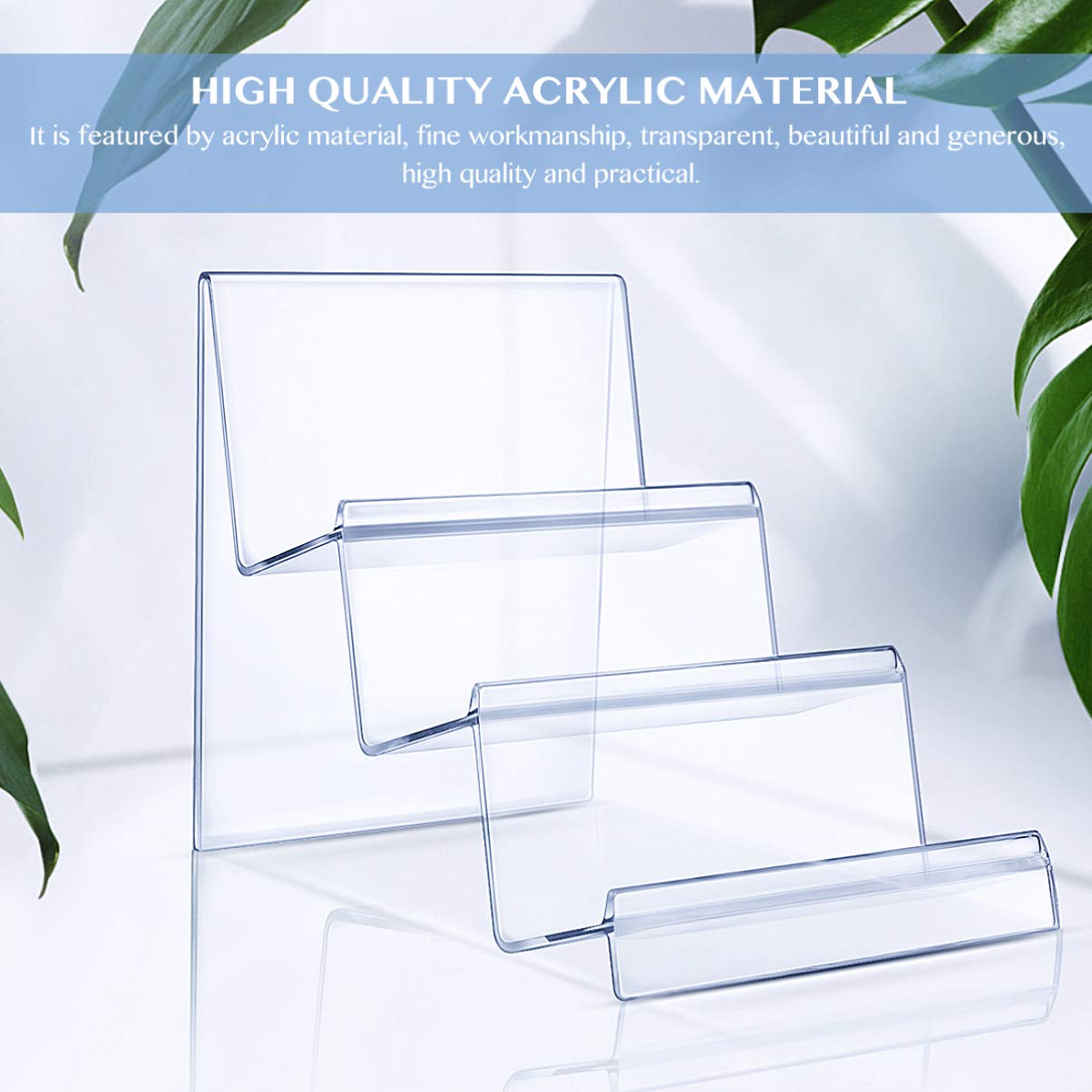 TOPBATHY 3-Tier Wallet Display Stand, Clear Acrylic Purse Stands for Display, Tiered Organizer Holder for Perfume Jewelry Figure Vendor Counter