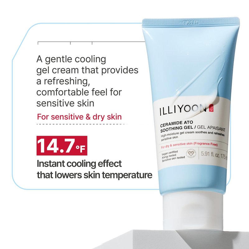 Illiyoon Ceramide Ato Soothing Gel - Vegan Facial Moisturizer for All Skin types, 5.9 Fl Oz (175ml)