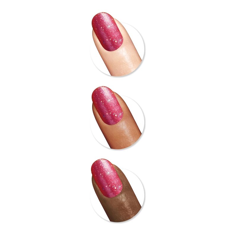 Sally Hansen Crystal Nail Polish - Quick Dry, Streak-Free Shine | Holographic Ruby Red | 117 Ruby Reflection