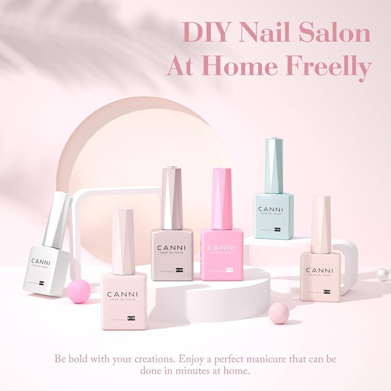 CANNI 9ml Gel Nail Polish Set, 6 Colors HEMA-Free Pink Glitter Nude Manicure Kit, Long-Lasting Gel Polish for Salon & DIY Use