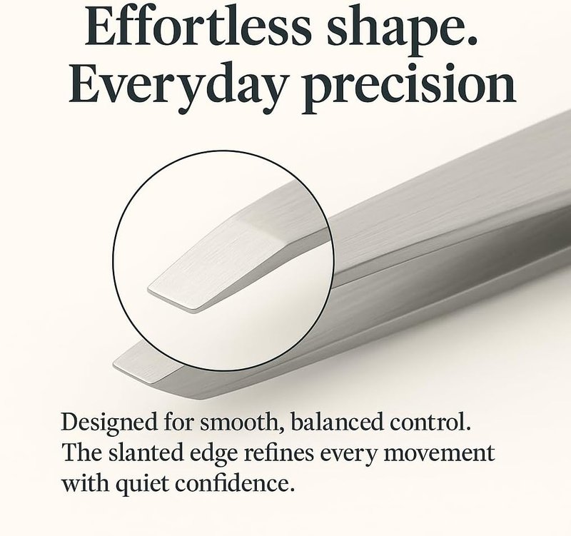 Precision Tweezers Set - Stainless Steel Pointed & Slant Tips for Eyebrow & Facial Hair | Professional Beauty Tool with Case