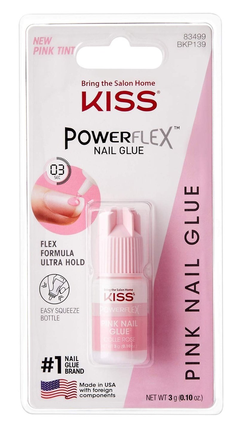 Kiss Powerflex Nail Glue Pink Tint 0.10 Ounce (Pack of 3)