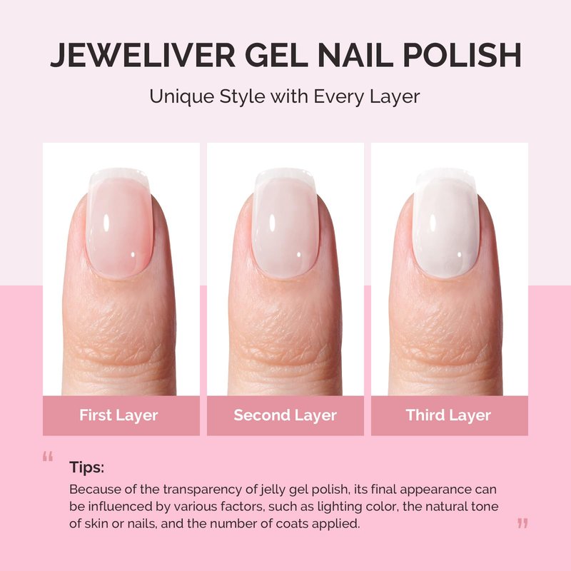 MelodySusie White Gel Nail Polish, 0.5Fl.oz Jeweliver Jelly Gel Polish Translucent Nude Natural Color Sheer Soak Off UV LED Light Cure Gift for Women Girls Nail Art Manicure DIY at Home JFR81