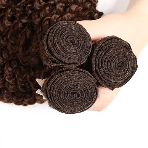 Color 4 Kinky Curly Human Hair Dark Brown Bundles Brown Curly Wave Human Hair Bundles Brazilian Hair Wet and Wavy Bundle Silky Soft(20 22 24) inch
