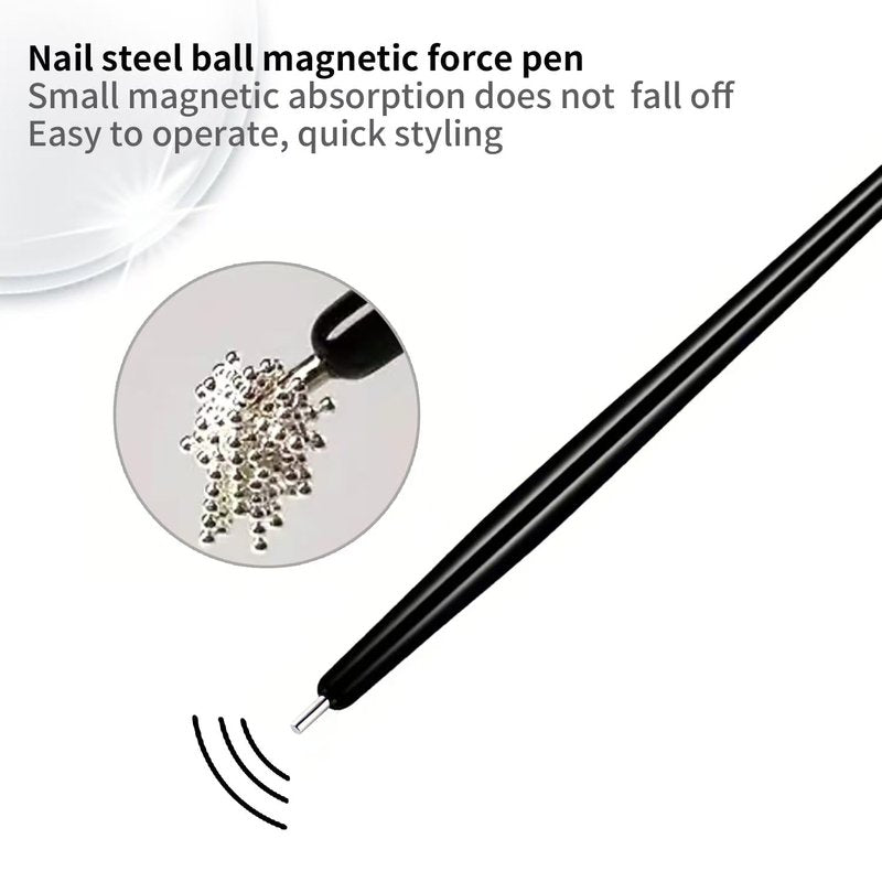 DAIXIANGER 11PCS Cat Eye Nail Magnet Tool Set - Double-Head Magnet Sticks, Heart Shaped Magnets for Cat Eye Gel Nail Polish, Professional Nail Art DIY Accessories for Home Manicure