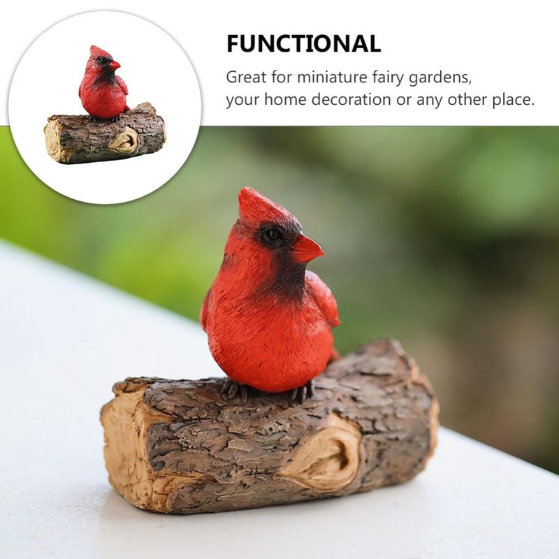 Scicalife Cardinal Garden Decor Red Bird Resin Ornament Hanging on Tree Outdoor Lawn Decorations Hand-Painted Bird Sculpture for Patio and Yard