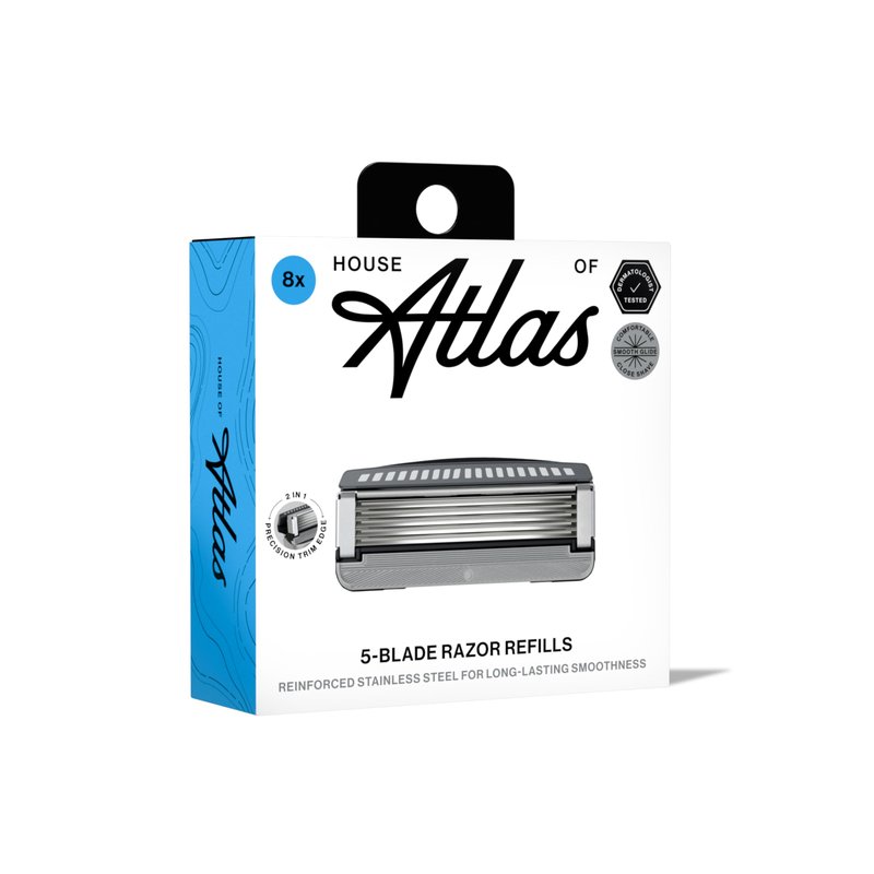 House of Atlas Men's Razor Blade Refills, Precision Trim Edge, 8 Count
