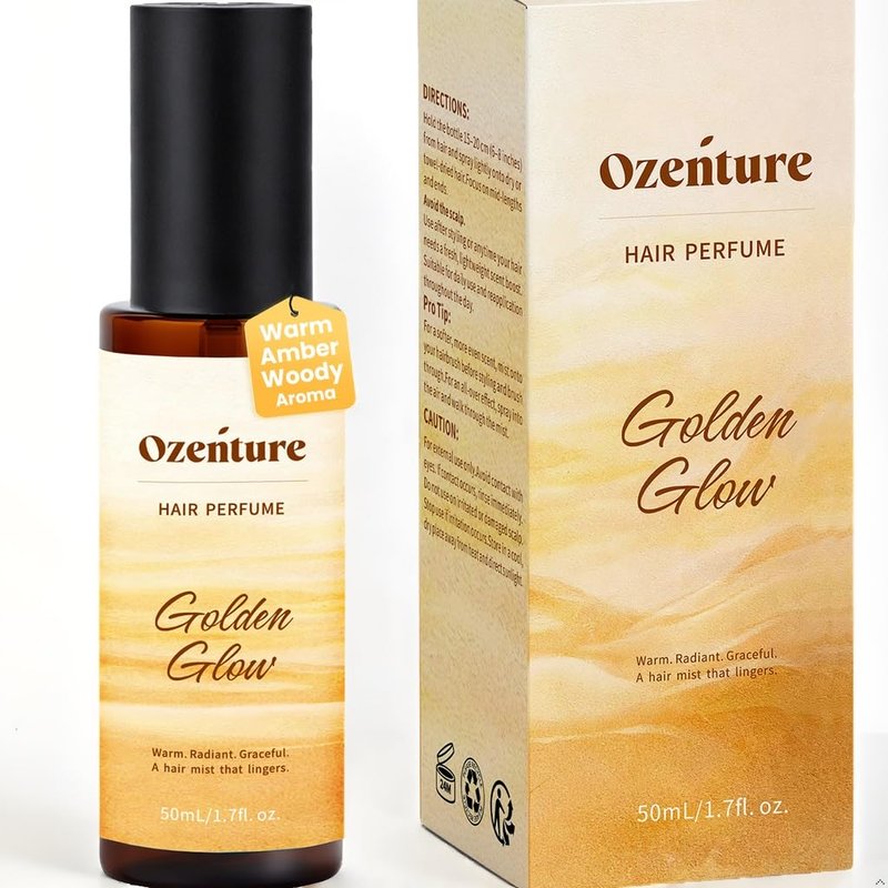 Ozenture Hair Perfume for Women - Amber Woody Hair Mist & Body Spray, Warm Lightweight Fragrance for Hair, Wigs & Fabric, Long-Lasting Travel Size Spray, 50mL