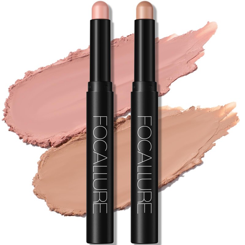 FOCALLURE 2 Pcs Cream Eyeshadow Stick,Brightener Eyeshadow Pencil Crayon,Highlighter Eye Shadow Stick Sets with Crease-proof Formula,Long Lasting Waterproof Eye Shadow Make Up