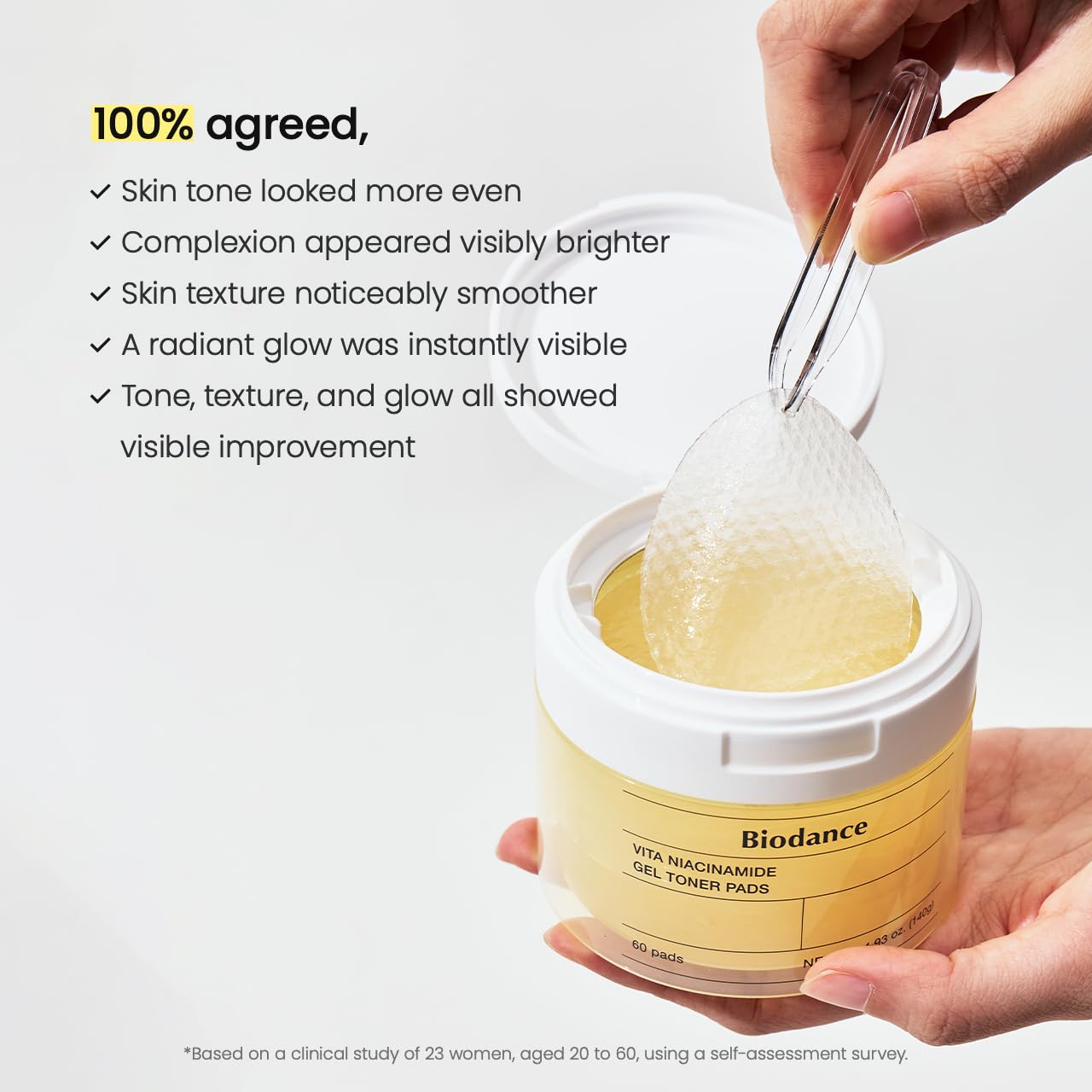 Biodance Vita Niacinamide Gel Toner Pads, Dark Spot Corrector, Evening Skin Tone, Gentle Exfoliating Toner Pads with Vitamin C, Pre-Soaked Pads, Korean Skin Careㅣ4.93 fl.oz.(140g)*60Pads