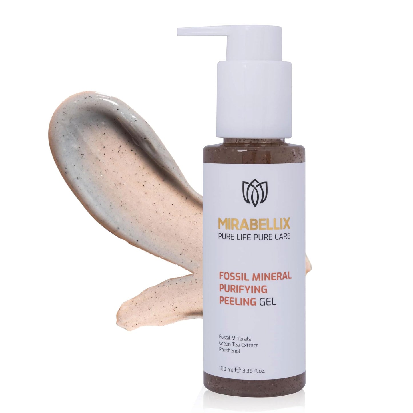 Mirabellix Fossil Mineral Purifying Peeling Gel 100ML – Exfoliating Gel with Green Tea, Rice Oil & Vitamin E for Deep Cleansing, Pore Refining, Blackhead Removal & Skin Brightening
