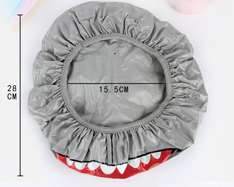 DS. DISTINCTIVE STYLE Shower Cap Kids Shark Shape Shower Hat Baby Bath Cap - Sliver