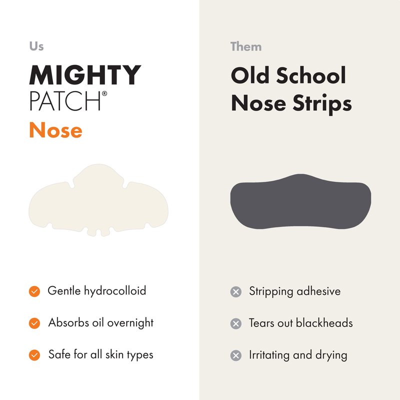 Mighty Patch Nose Pimple Patches, Large Hydrocolloid Pore Strips, Dermatologist Approved, Overnight, Pimple Stickers from Hero Cosmetics, 10 count