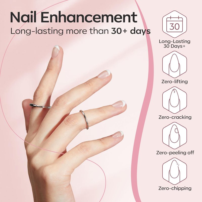 modelones Base Coat Builder Nail Gel, 2 Pcs Clear and Cover Nude Builder Nail Polish, 8-in-One Apex Building Thickening Strengthener Extension Rubber Color for DIY Home Salon Gifts LED Lamp Cured 10ml