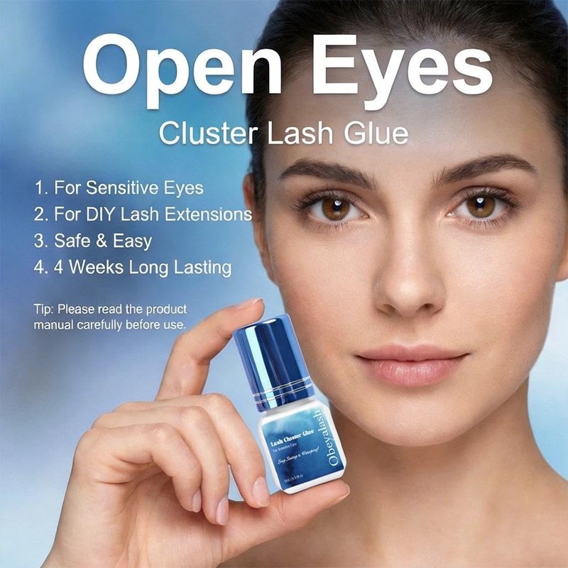 Sensitive Cluster Lash Glue Waterproof – Obeyalash Open Eyes DIY Lash Cluster Glue Strong Hold Eyelash Adhesive for Individual Eyelashes, 2 Week Long Lasting Waterproof for Beginner Friendly(1)