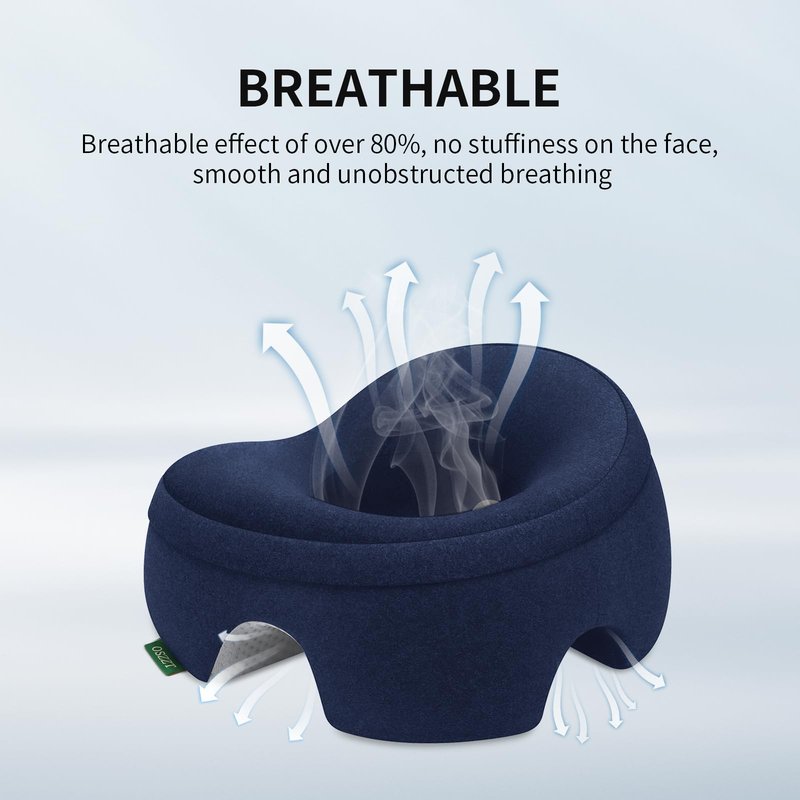 OSZZT Prone Massage Pillow for Facial Support，Prone Pillow for Eye Surgery，Detachable Cover，Facial Ventilation Hole Design (Navy Blue)