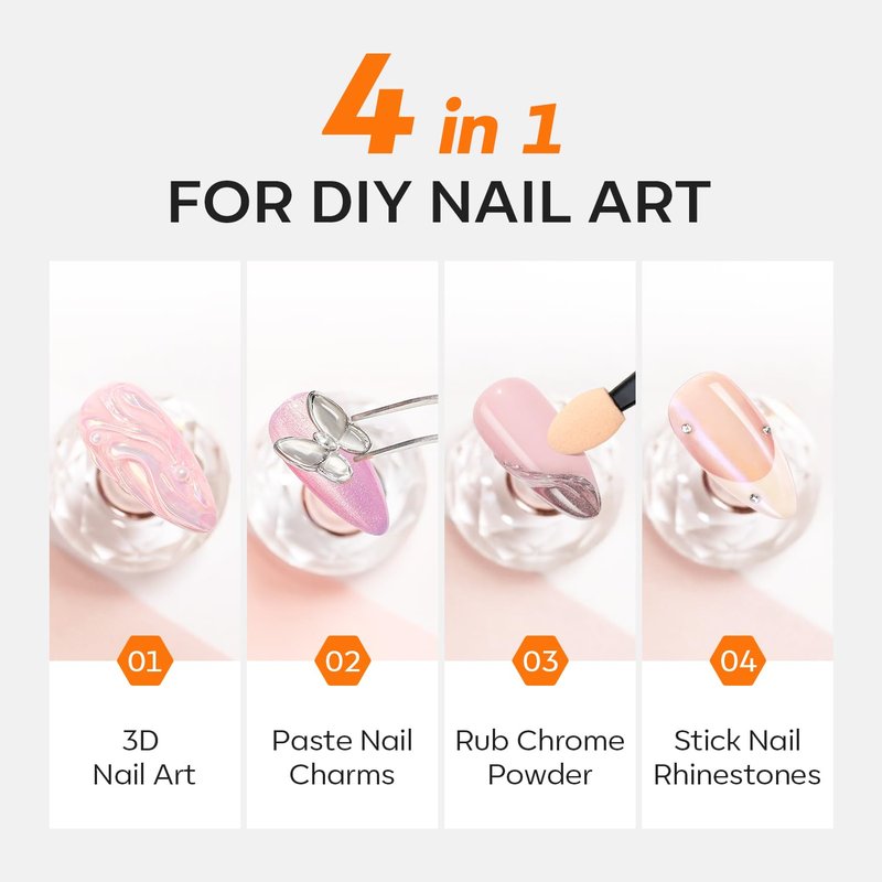 Modelones 3D Gel Nail Art - Sculpting Gel Glue for Molding & Design | No Wipe, UV Light Cured, Salon & DIY Use