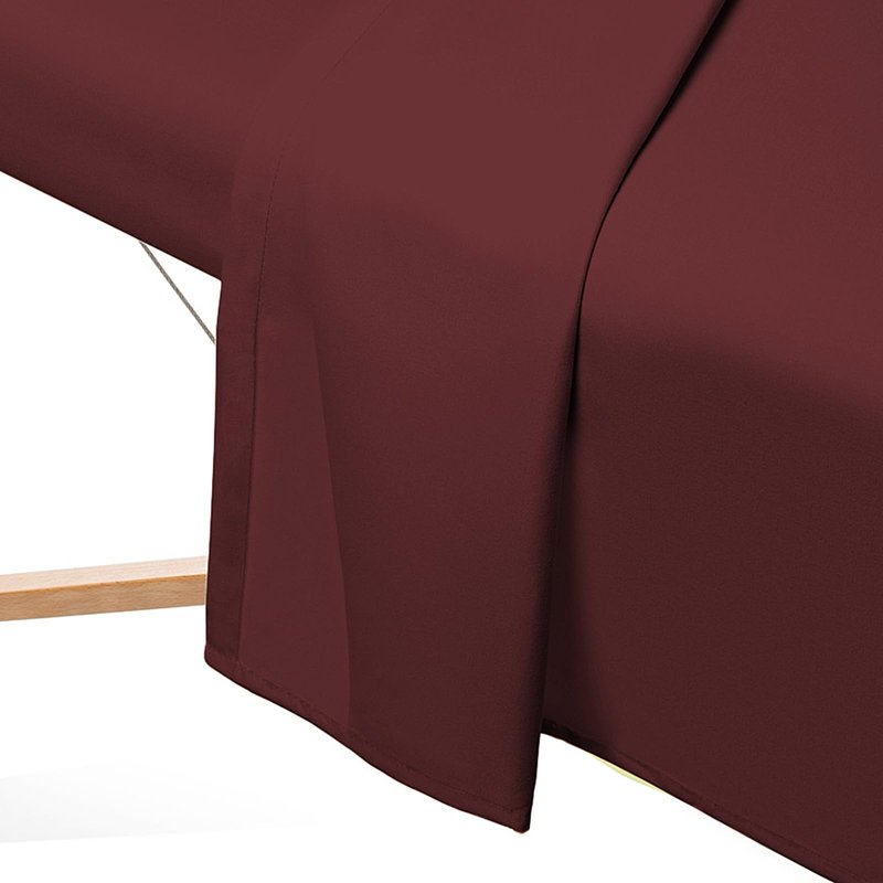 Saloniture 3-Piece Microfiber Massage Table Sheet Set - Premium Facial Bed Cover - Includes Flat and Fitted Sheets with Face Cradle Cover - Burgundy