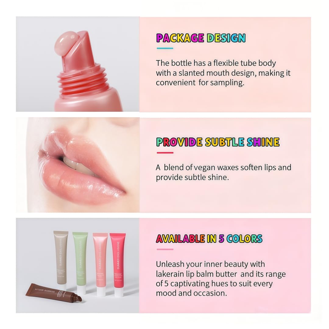 Tinted Lip Butter Balm - Hydrating & Nourishing Care for Dry Lips | 5 Colors: Vanilla, Mint, Coffee, Cake, Guava