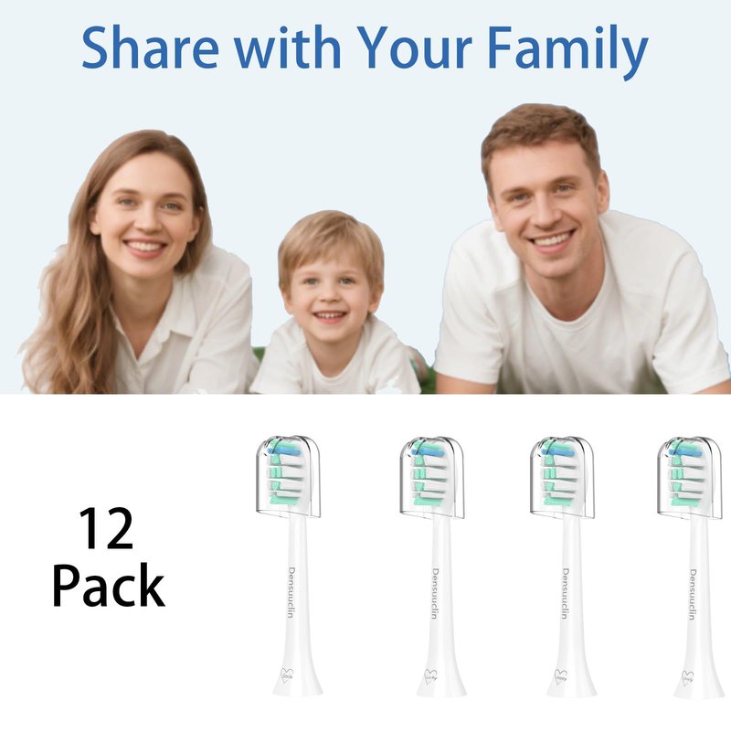 Densuuclin Toothbrush Replacement Heads for Philips Sonicare and More Click-on Handles 12 Pack White