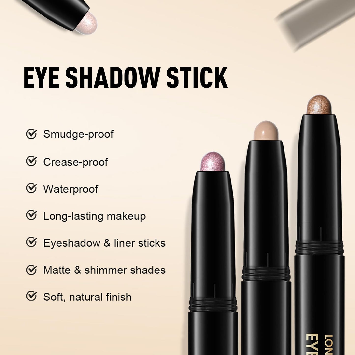 Wugbc Eyeshadow Stick Waterproof Cream Eye Shadow Pencil Long-Lasting Crease-Proof Shimmer Glitter Eyeshadow Crayon Smooth High Pigmented Highlighter Neutral Eye Shadow Liner Makeup, 1 CARAMEL